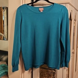 Chico's Green Long Sleeve Scoop Necked Sweater NWTS Size Medium